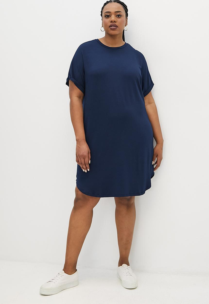 edit Plus - Grown on sleeve tee dress - indigo
