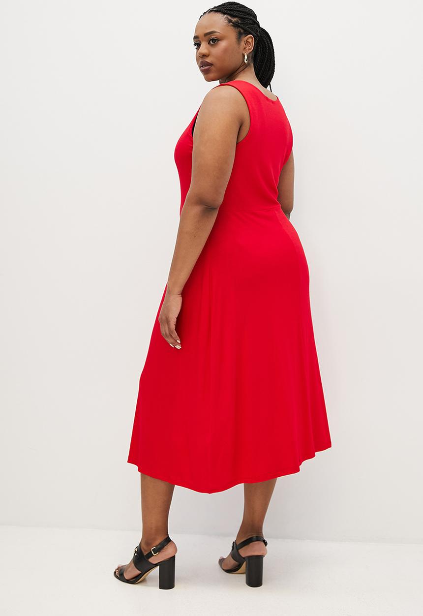 edit Plus - Fit and flare midi tank dress - red