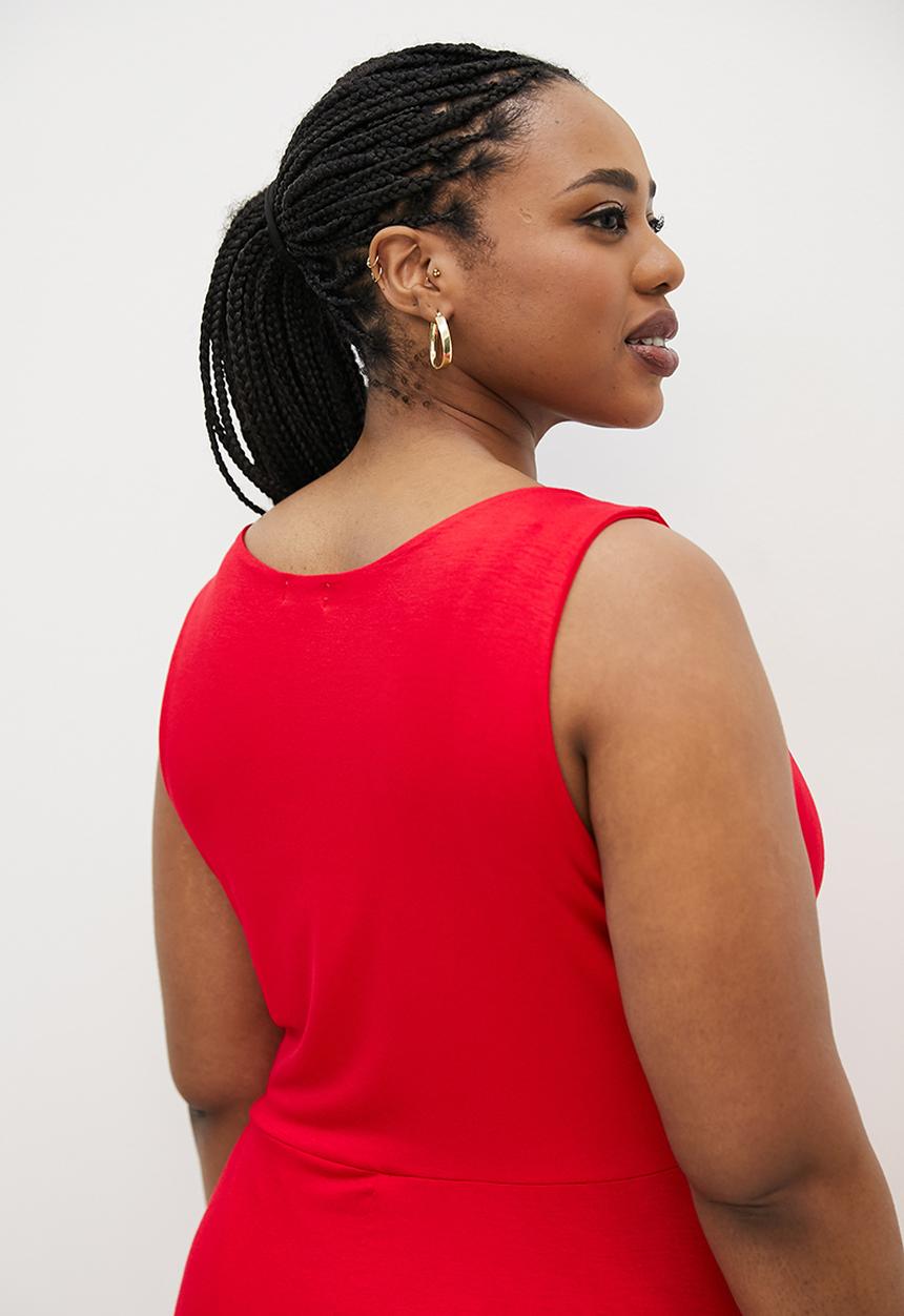 edit Plus - Fit and flare midi tank dress - red