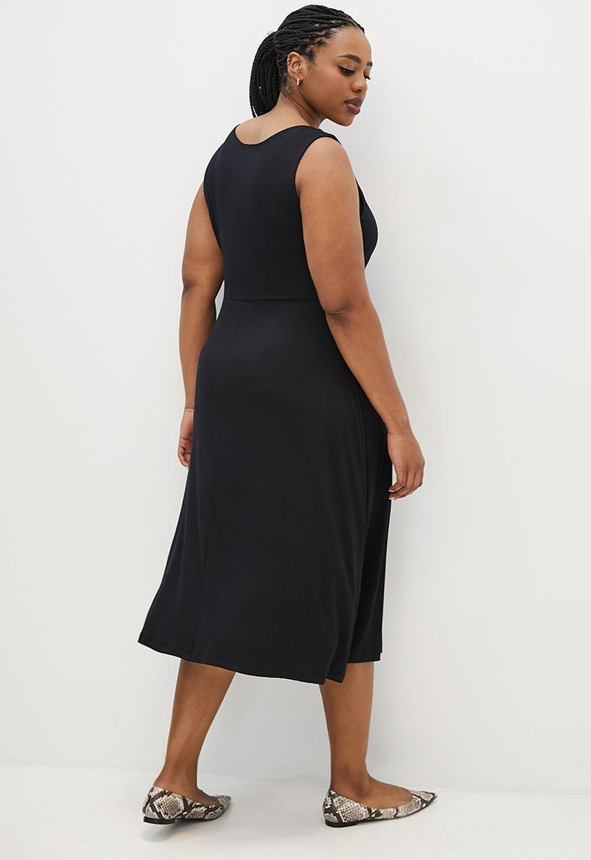 edit Plus - Fit and flare midi tank dress - black