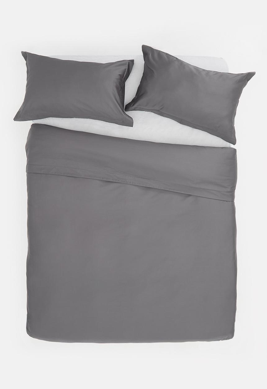 Sheraton Textiles - 400tc Egyptian Cotton straight stitch duvet cover set - charcoal 