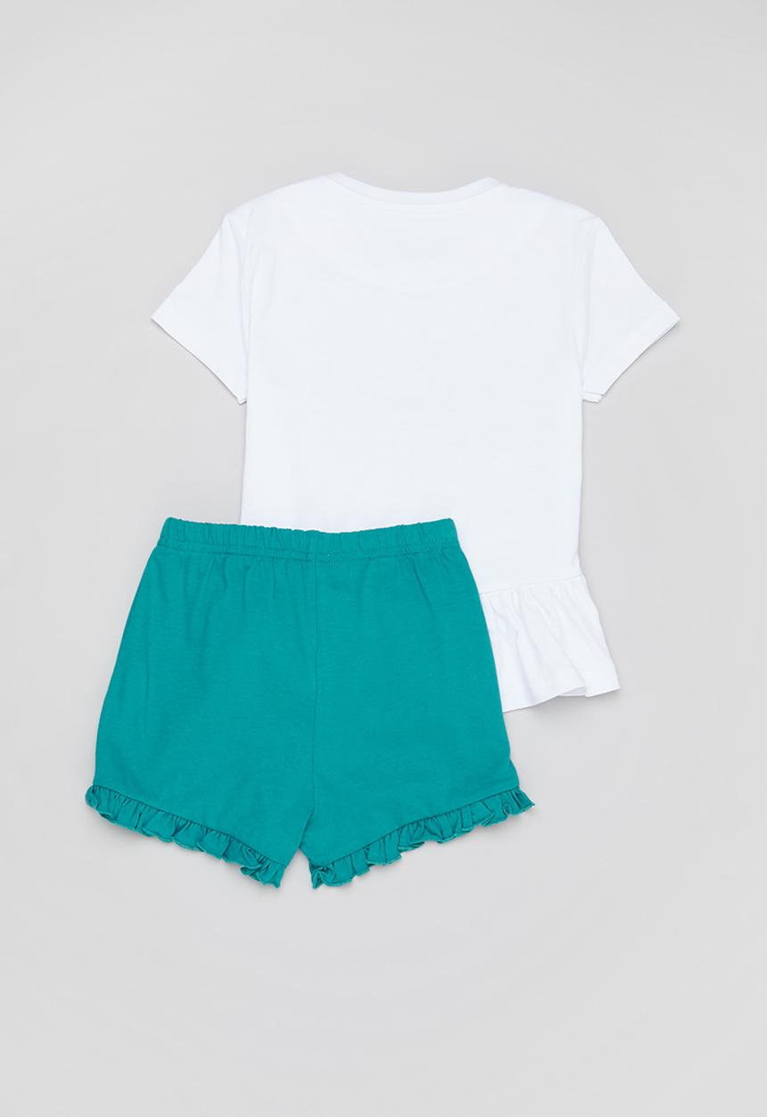Superbalist Kids - Frill detail pj set - white & jade