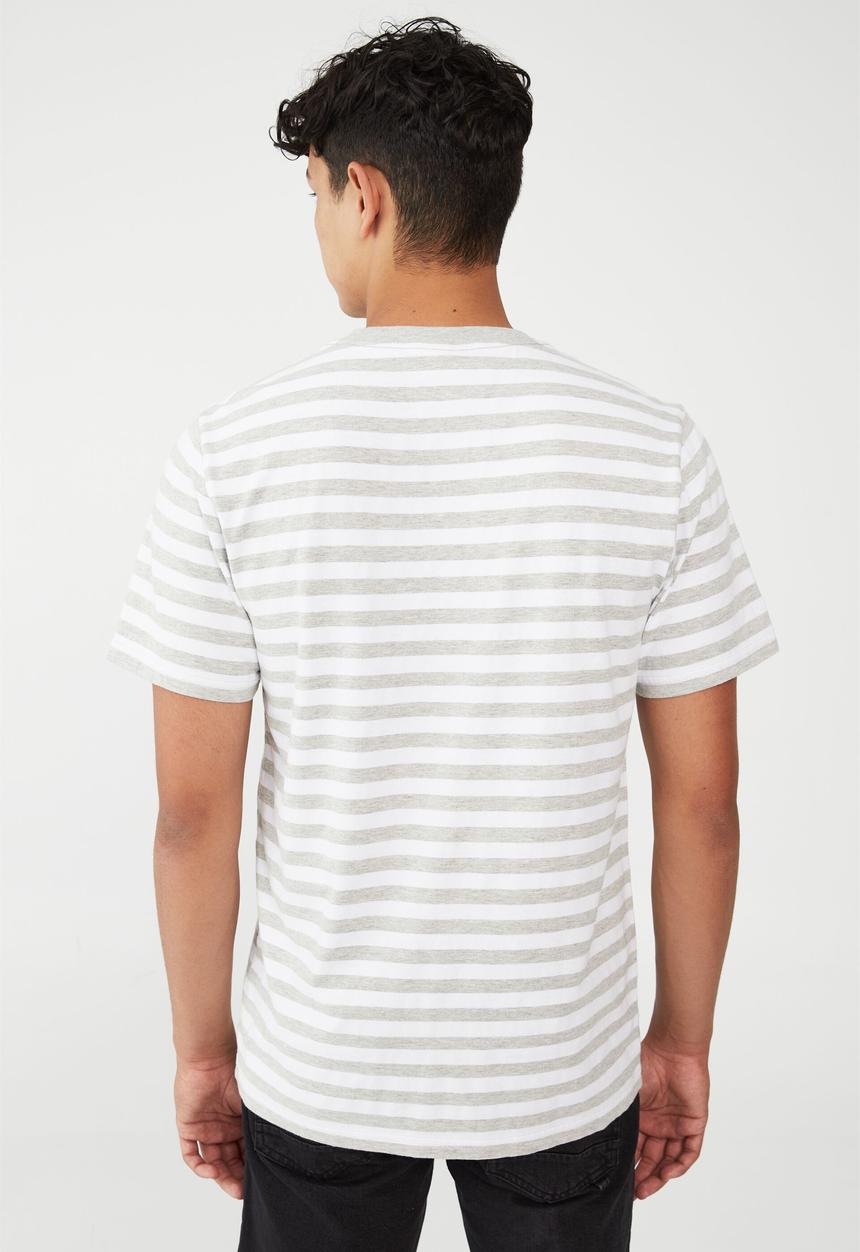 Cotton On - Organic stripe t-shirt - grey marle 50 50 stripe