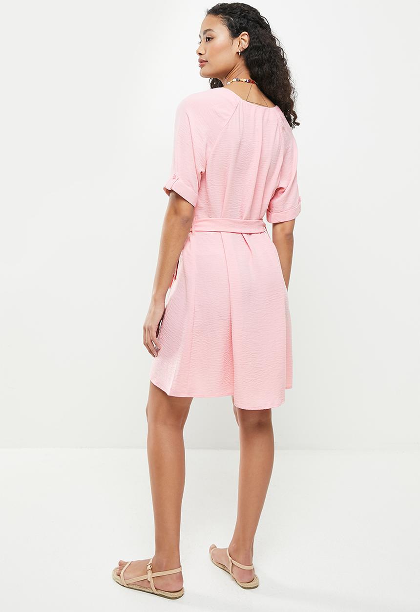 Jacqueline de Yong - Divya short sleeve dress - bleached mauve