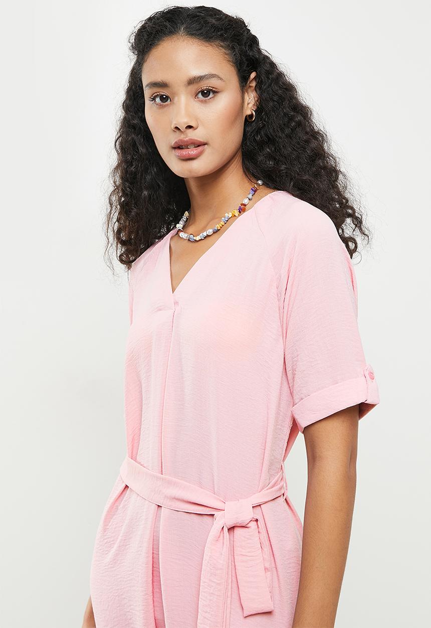 Jacqueline de Yong - Divya short sleeve dress - bleached mauve