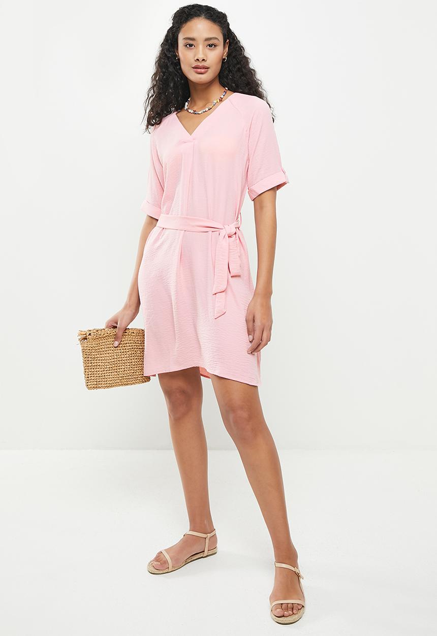 Jacqueline de Yong - Divya short sleeve dress - bleached mauve