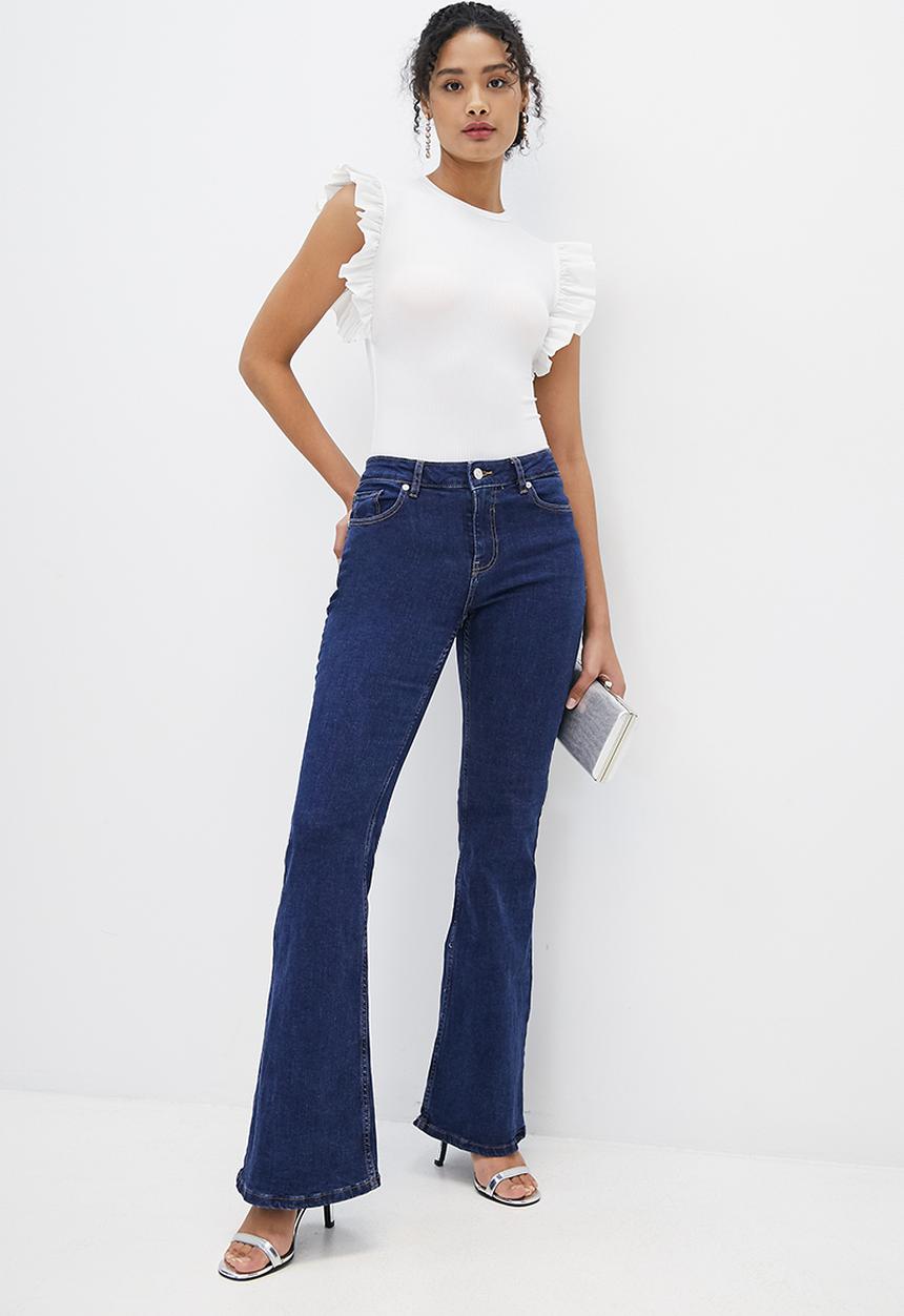 MILLA - Combo ruffle rib bodysuit - ivory