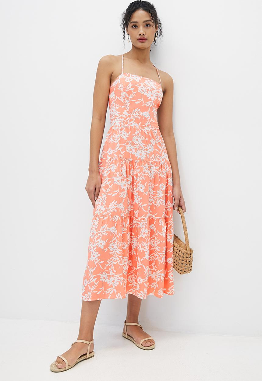 MILLA - Strappy tiered midi dress - canyon clay