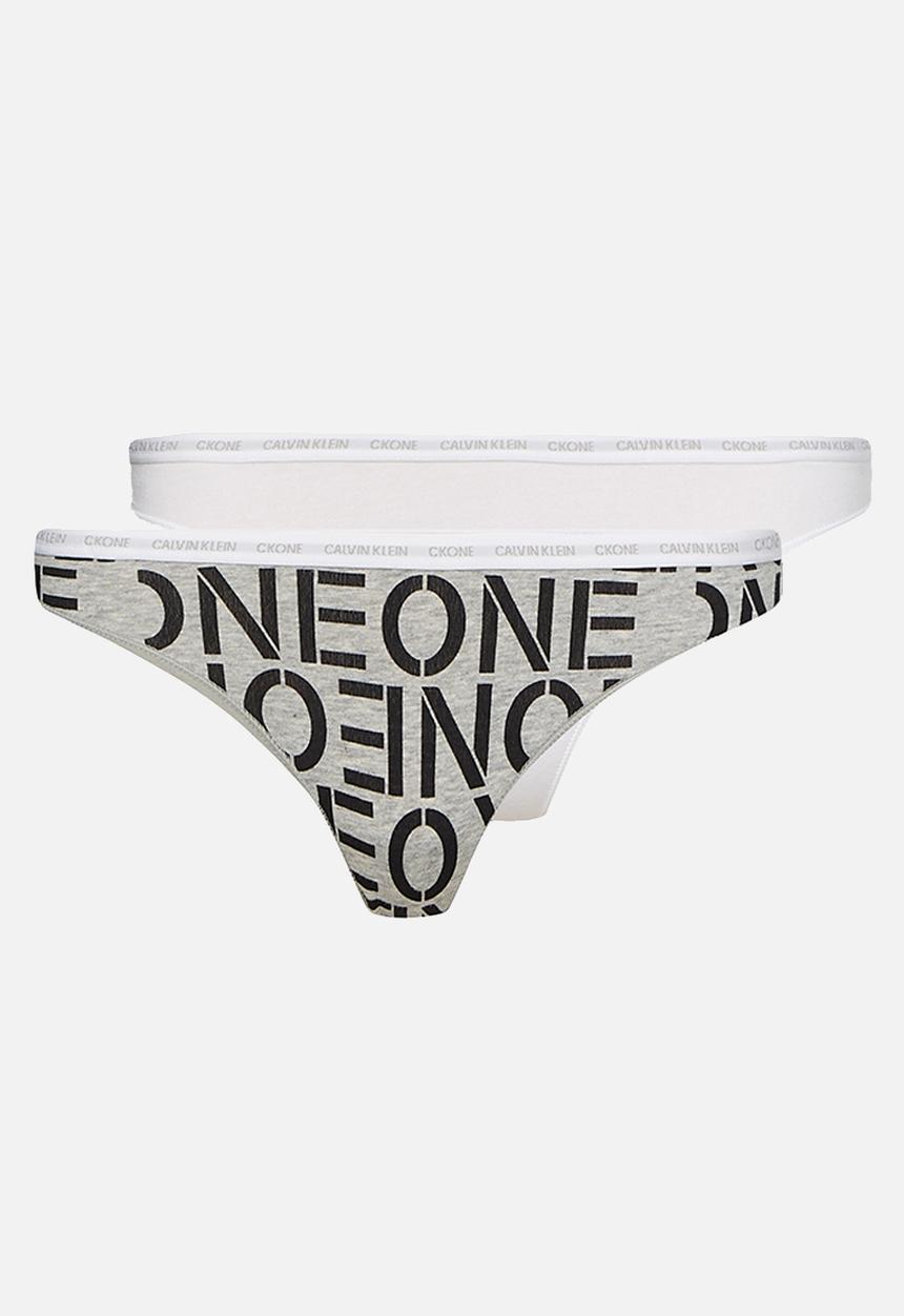 Calvin Klein - Thong 2 pack - white/grey heather
