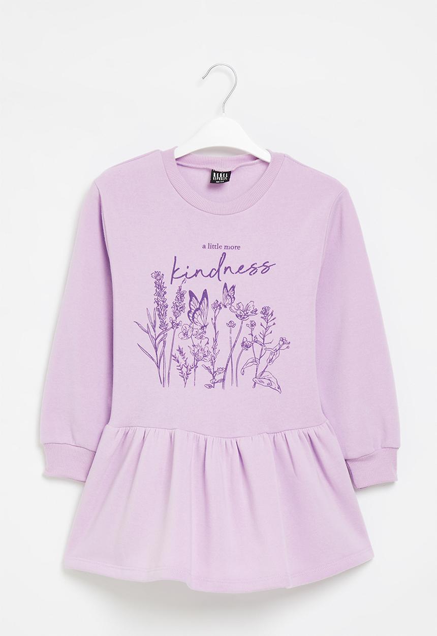 Rebel Republic - Printed tiered fleece dress - lilac