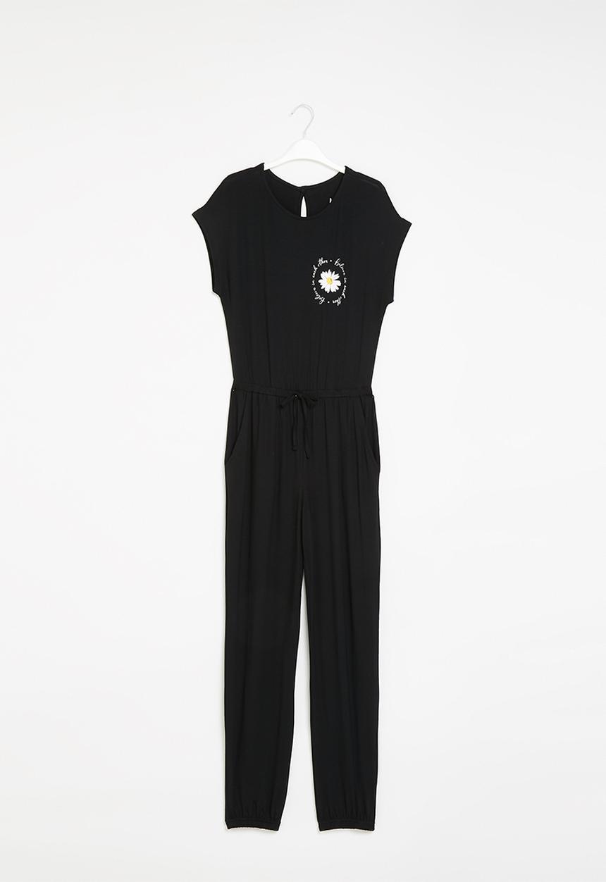 Rebel Republic - Girls printed jumpsuit - black