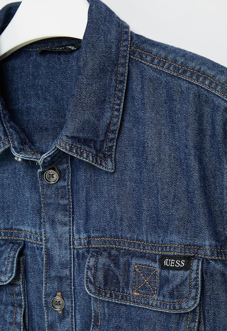 GUESS - Kids denim adjustable long sleeve shirt - blue