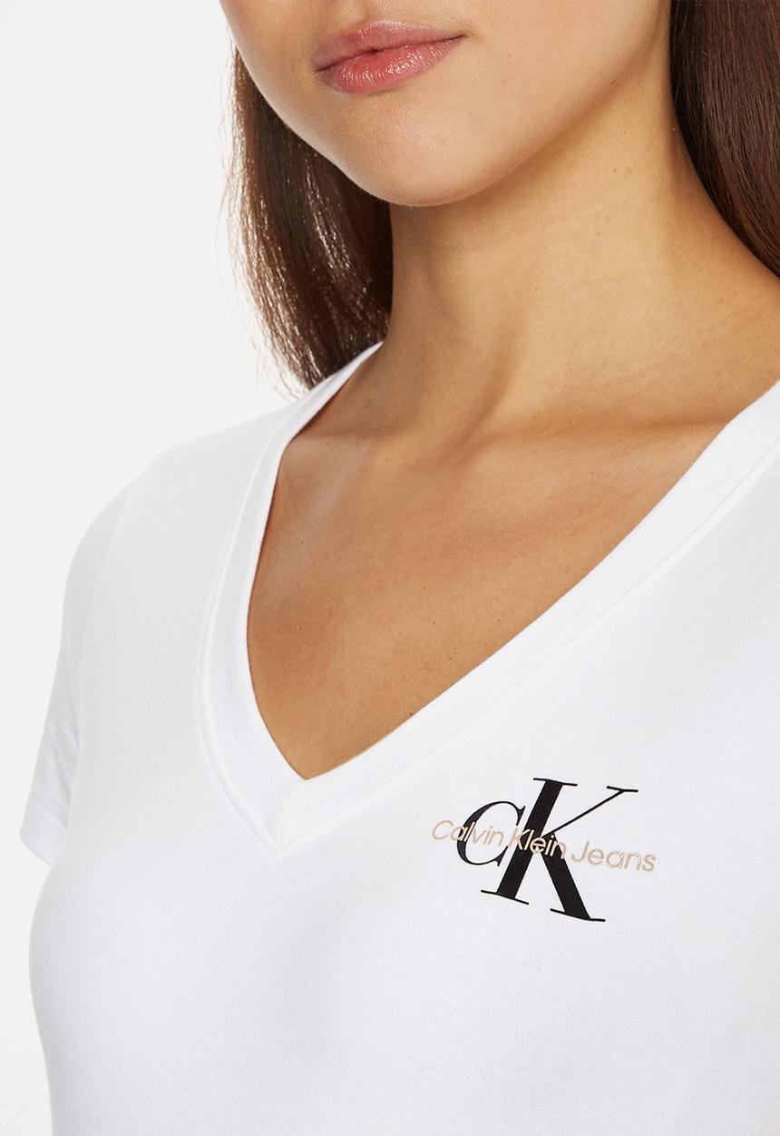 Calvin Klein - Monogram logo v-neck tee - bright white