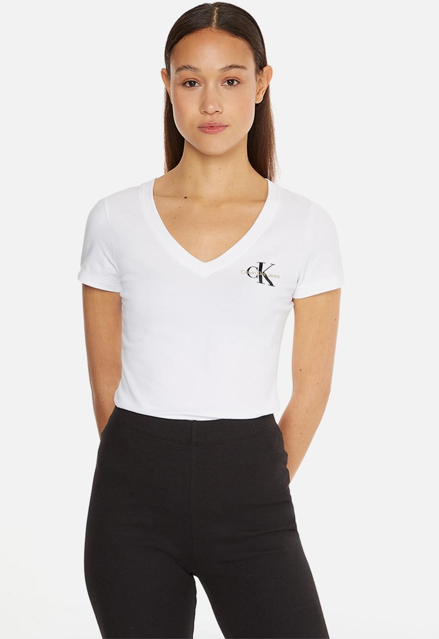 Calvin Klein - Monogram logo v-neck tee - bright white