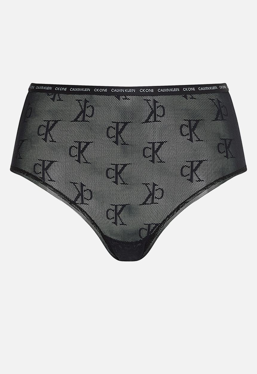 Calvin Klein - High waist bikini one logo mesh - black