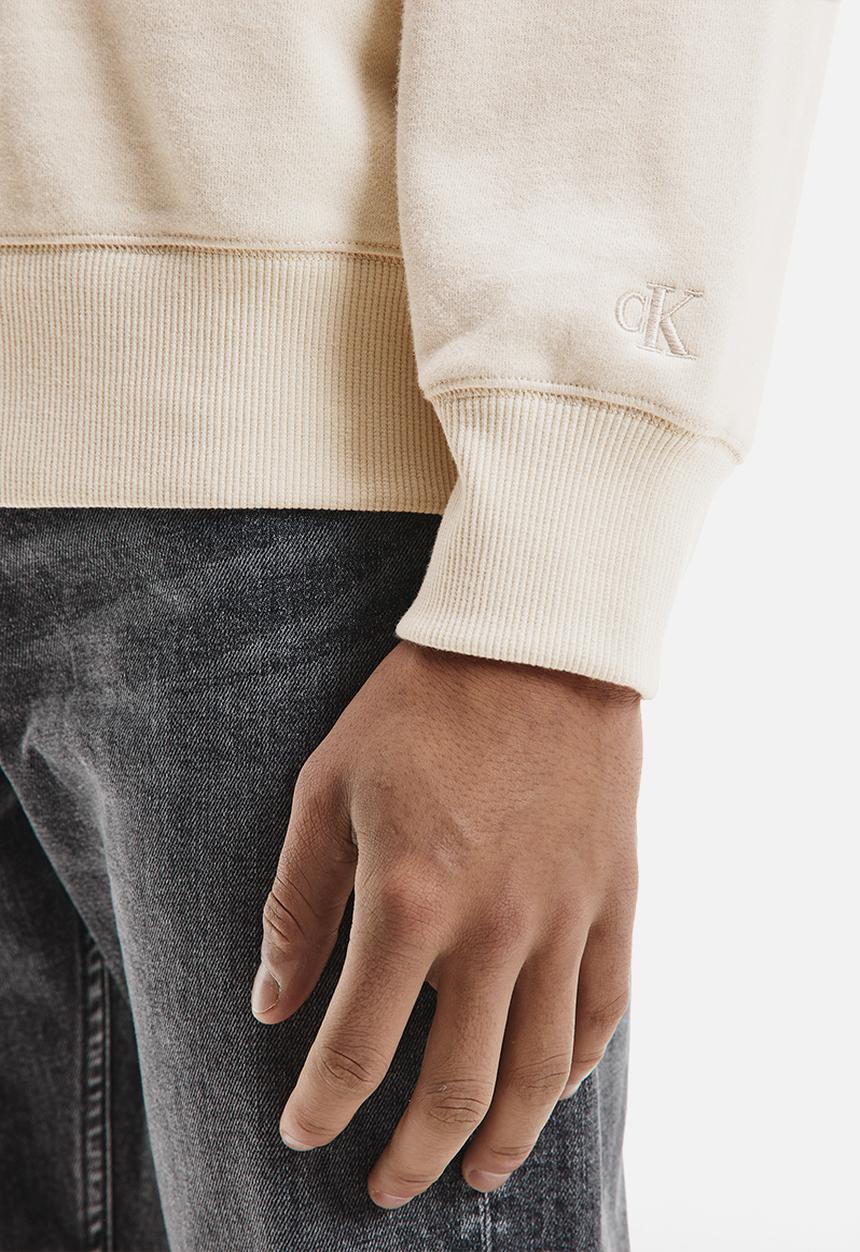 Calvin Klein - Two tone monogram crew neck - eggshell