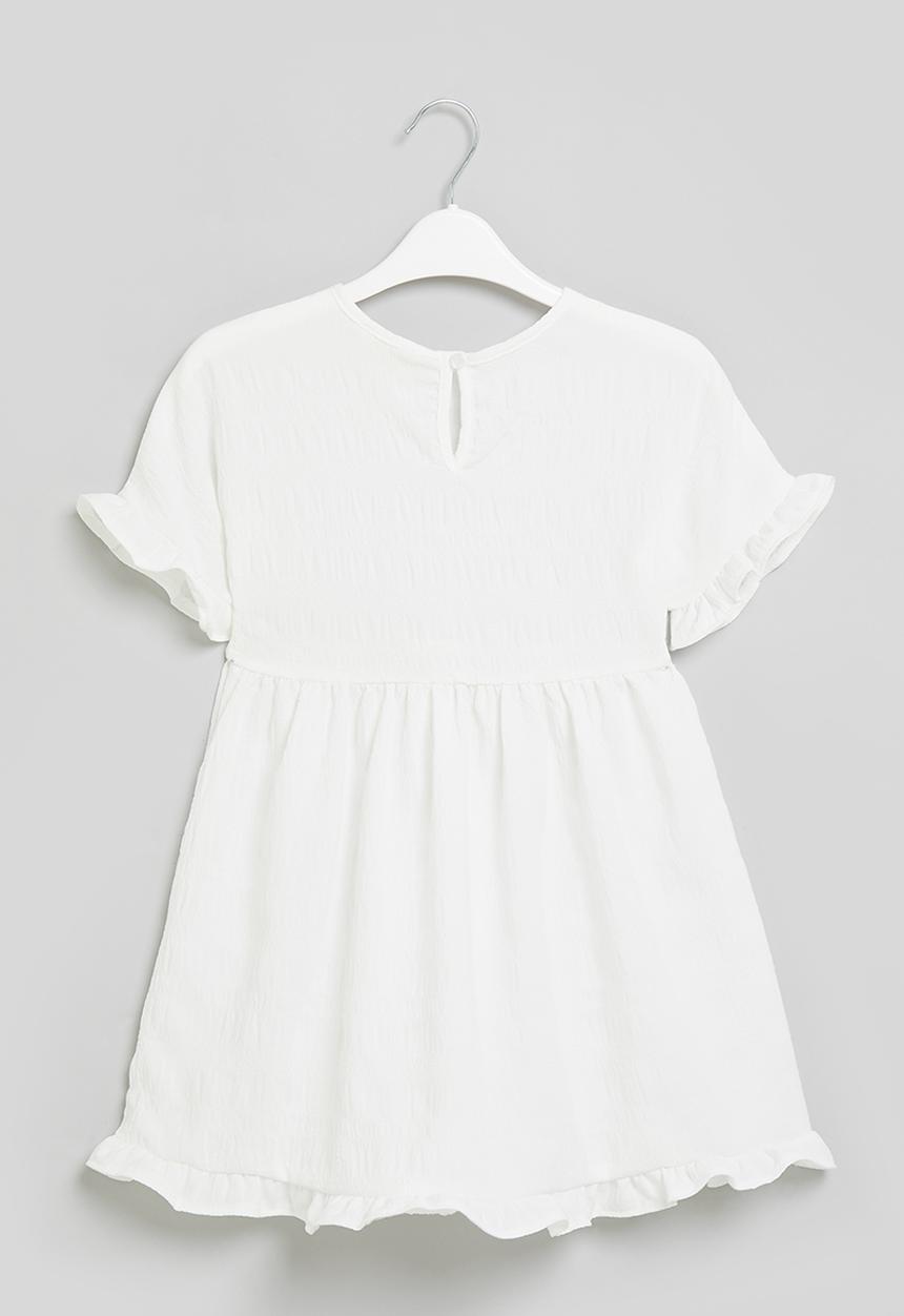 Superbalist - Textured dress with frill detail - white