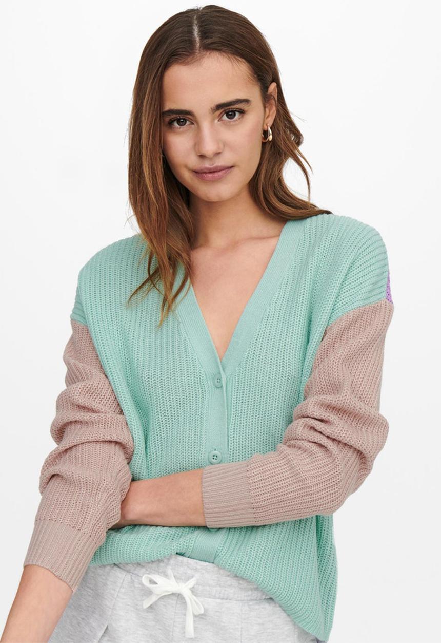 ONLY - Nicci long sleeve block cardigan - harbor gray