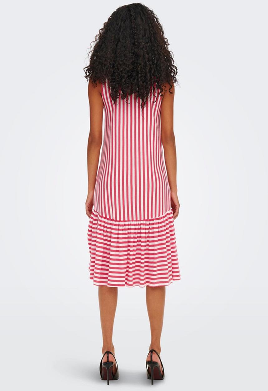 ONLY - Fiona sleeveless dress - geranium/cloud dancer stripes