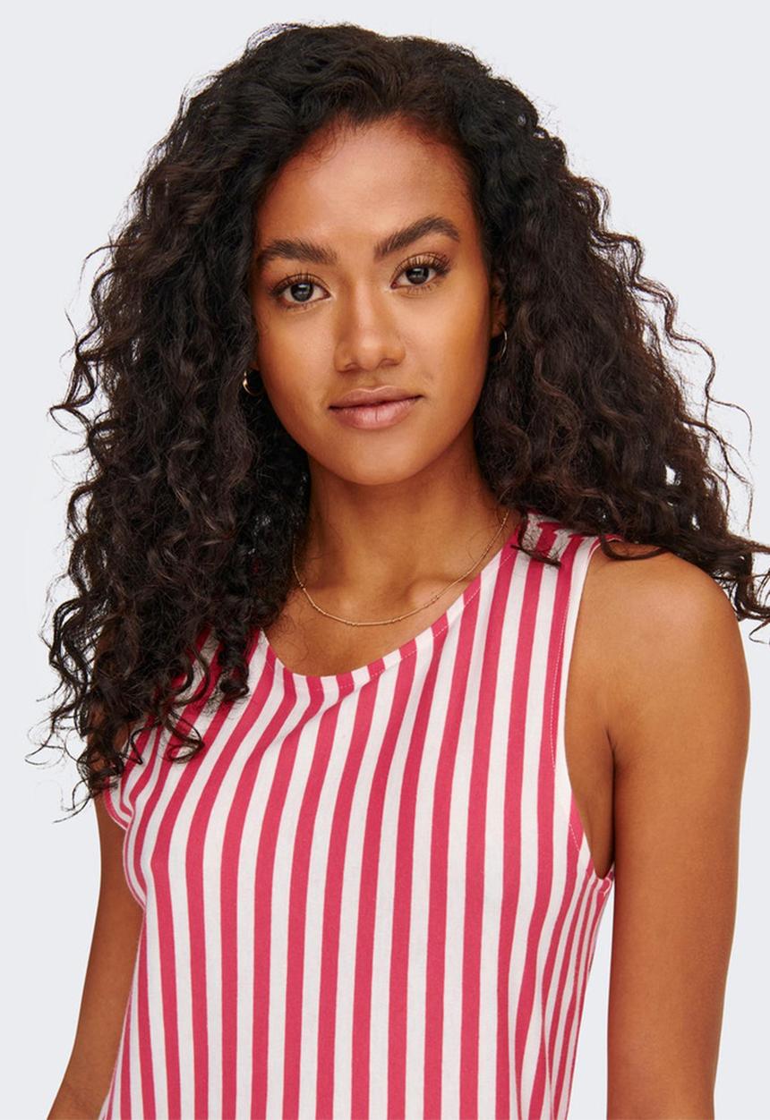 ONLY - Fiona sleeveless dress - geranium/cloud dancer stripes