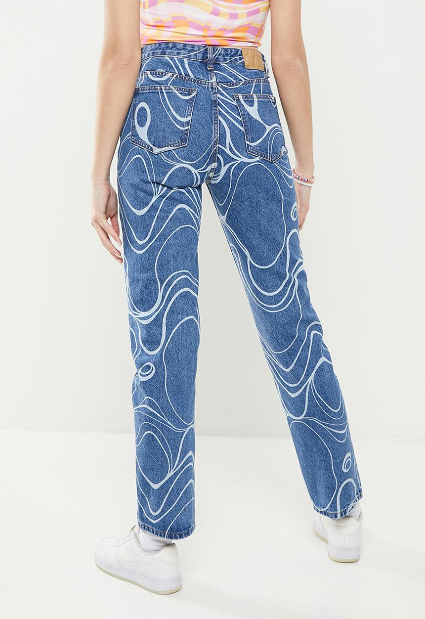 Cotton On - 90s straight leg jean - blue swirl