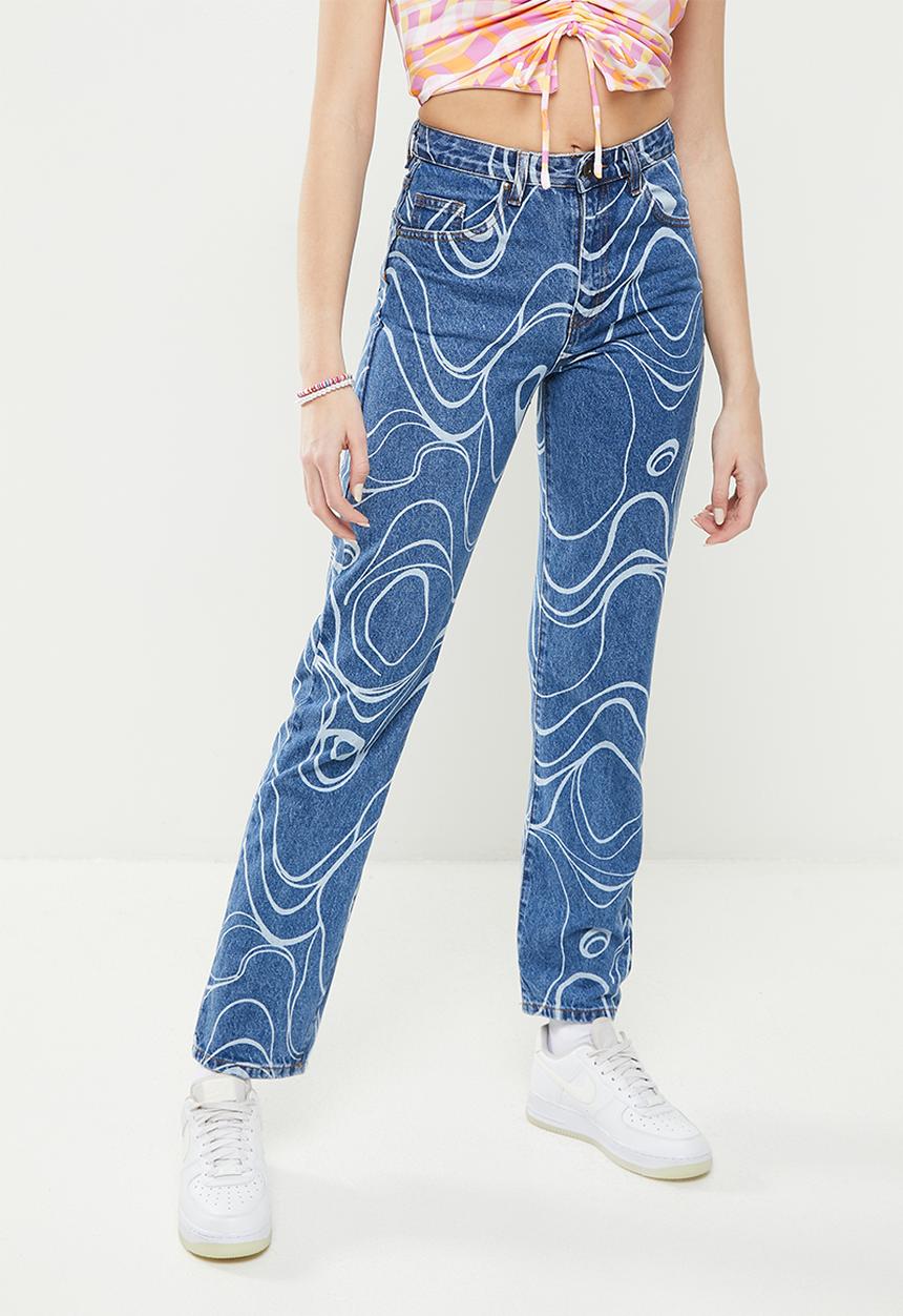 Cotton On - 90s straight leg jean - blue swirl