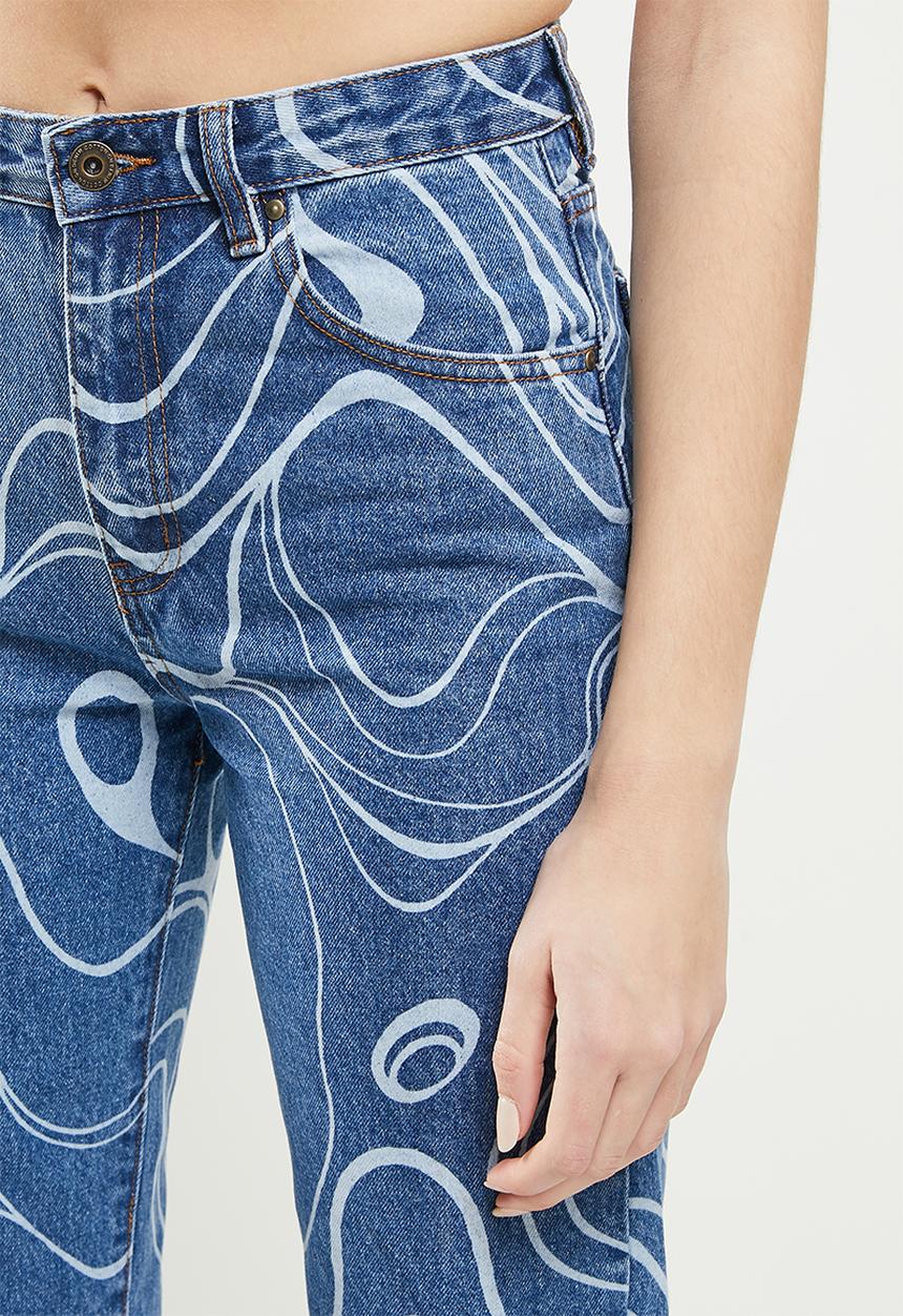 Cotton On - 90s straight leg jean - blue swirl