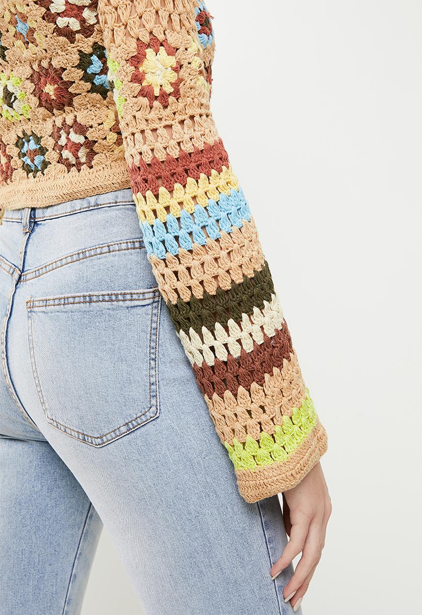 Cotton On - Crochet multi cardi - retro brown 