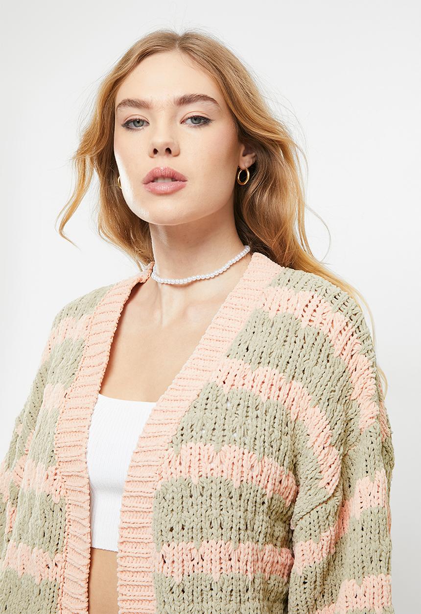 Cotton On - Bump friendly bobbly chunky cardi - washed sand & pale pink