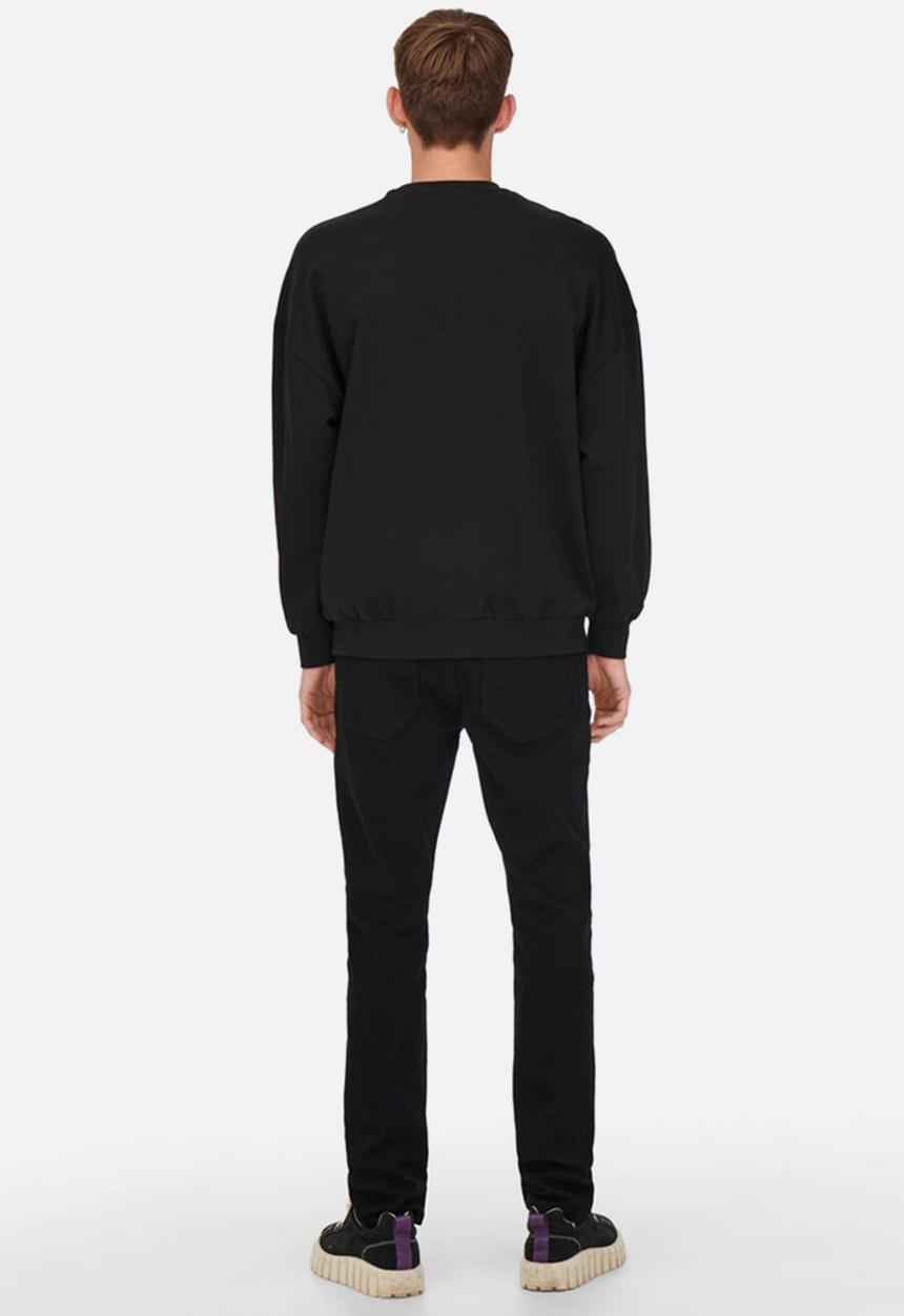 Only & Sons - Onsmtv vintage fit crew neck sweat - black