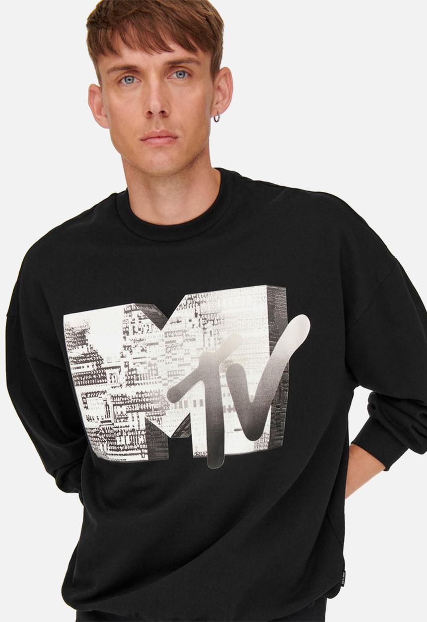 Only & Sons - Onsmtv vintage fit crew neck sweat - black