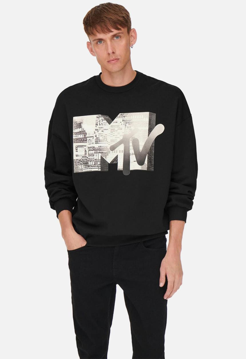 Only & Sons - Onsmtv vintage fit crew neck sweat - black