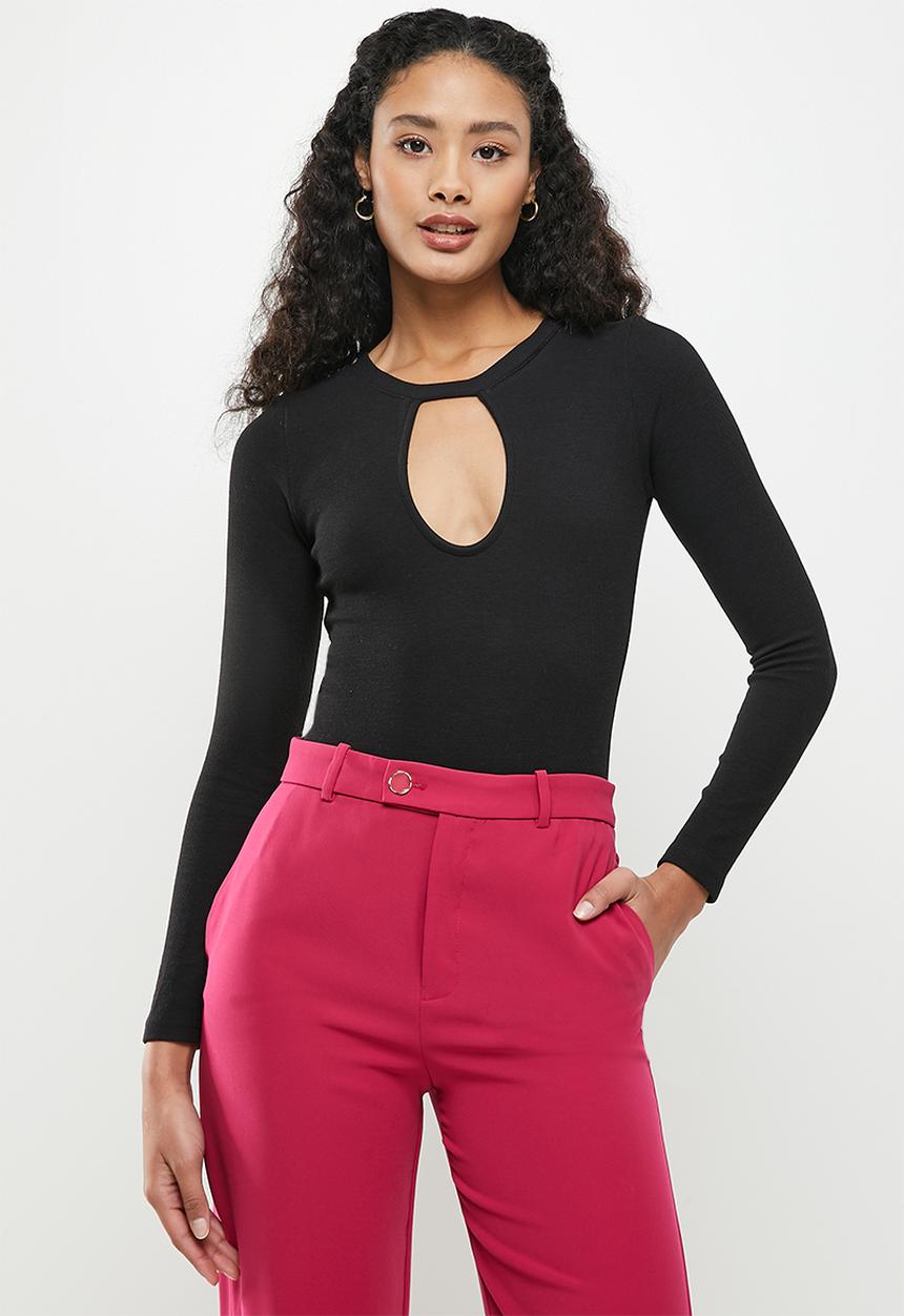 Me&B - Ribbed long sleeve bodysuit - black