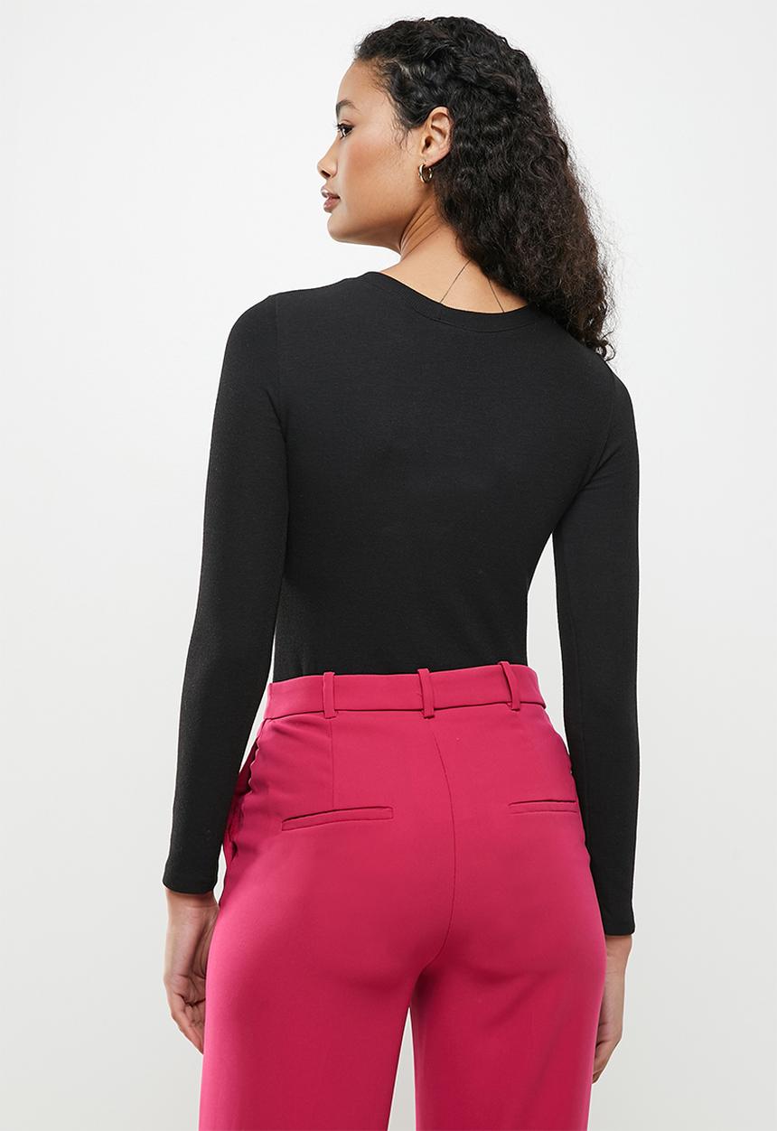 Me&B - Ribbed long sleeve bodysuit - black