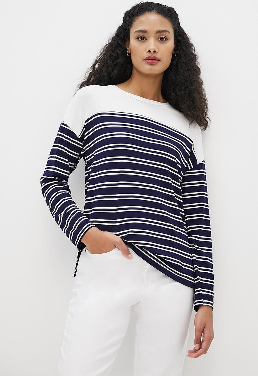 edit - Bretton stripe boxy tee - milk & navy