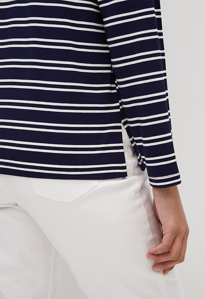 edit - Bretton stripe boxy tee - milk & navy