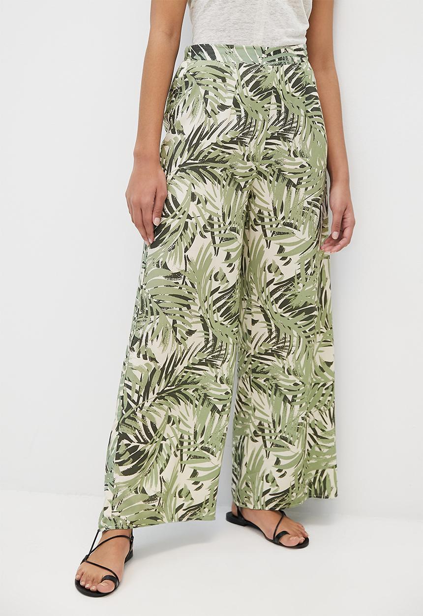 edit - Printed high-waist pallazzo - green
