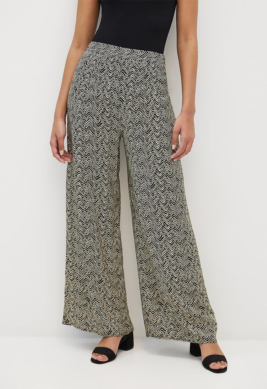 edit - Printed high-waist pallazzo - neutral & black