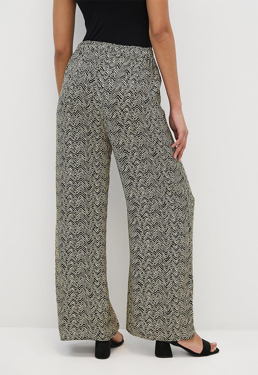 edit - Printed high-waist pallazzo - neutral & black