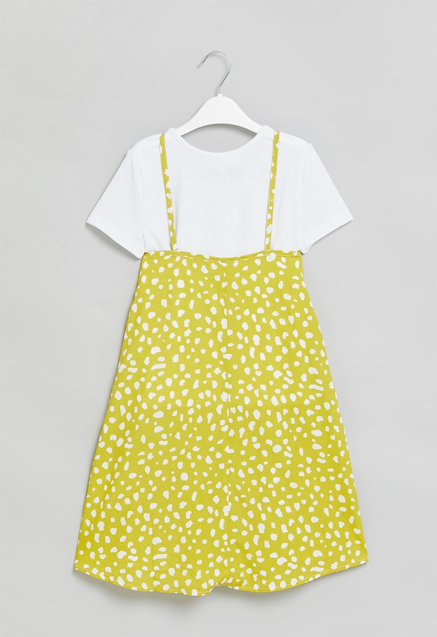 Superbalist - T-shirt pinafore dress - white & yellow