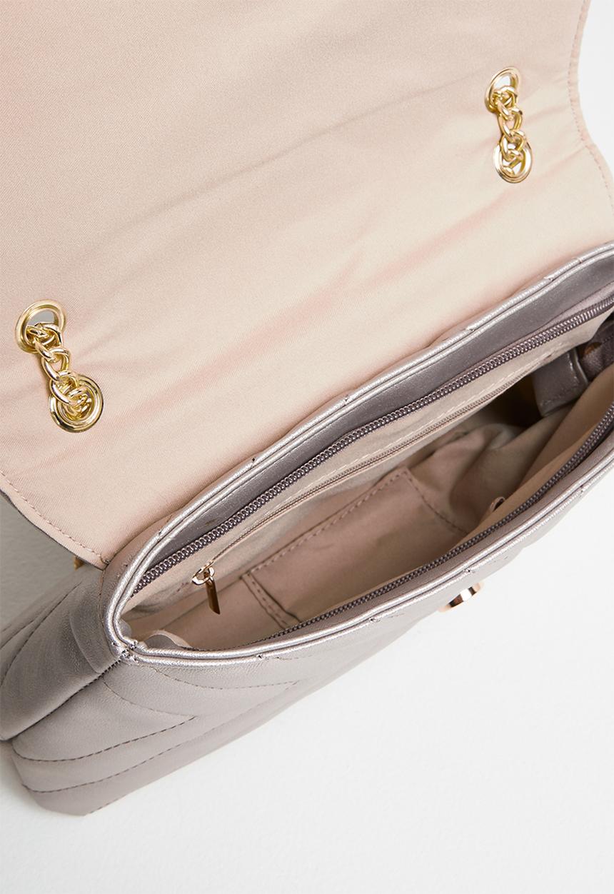 Pierre Cardin - Nandi flapover quilt shoulder bag - silver 