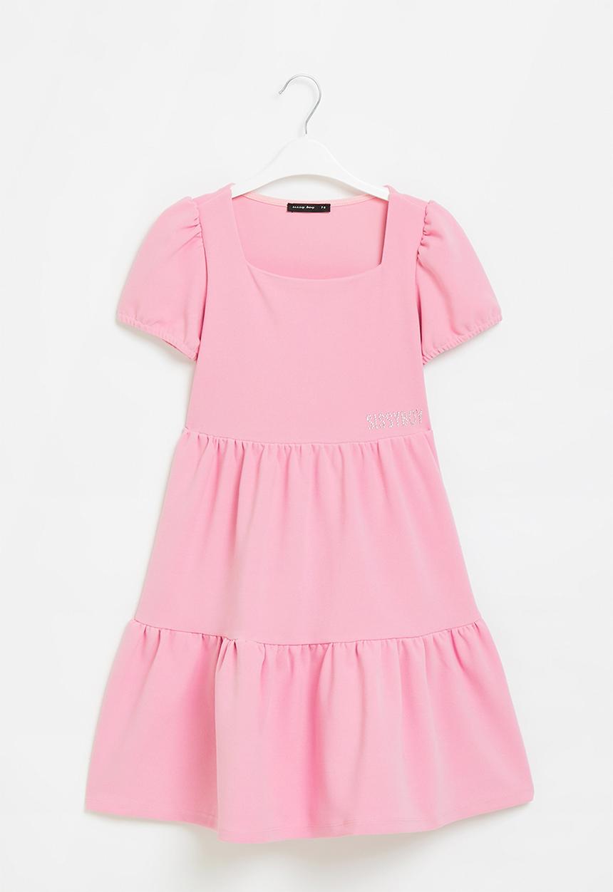 SISSY BOY - Tiered dress with puff short sleeve - pink