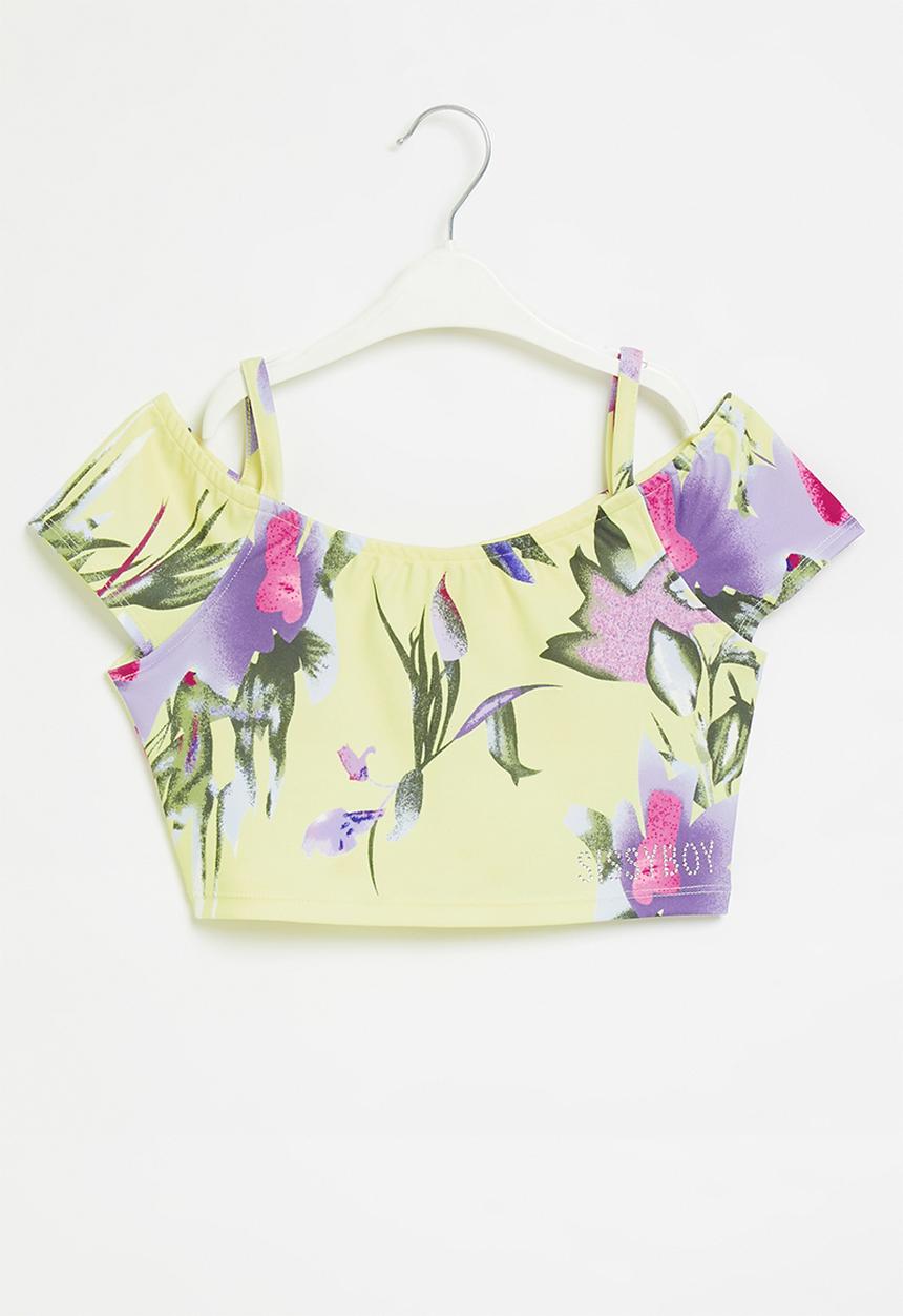 SISSY BOY - Strappy cropped bardot top - yellow 