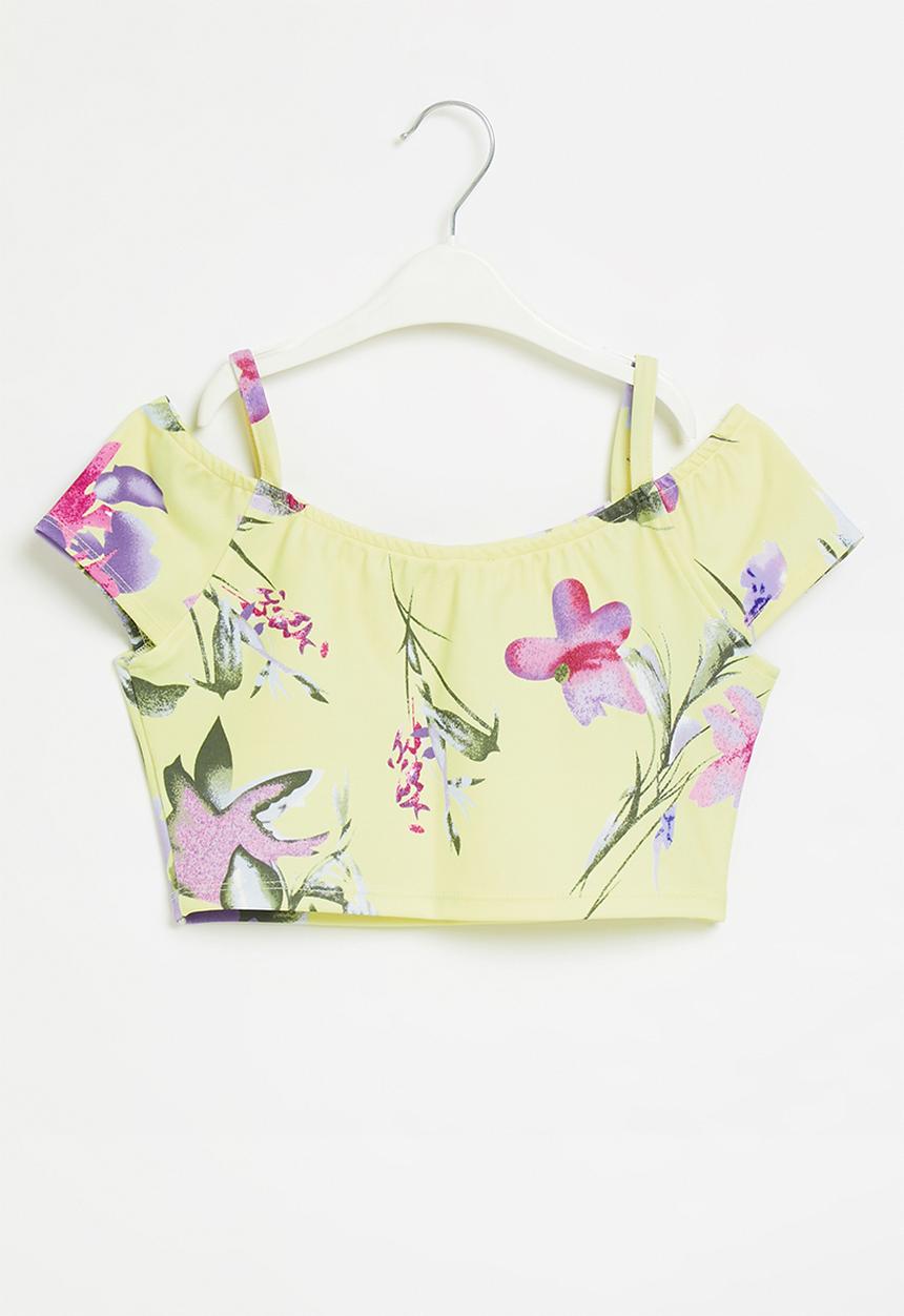 SISSY BOY - Strappy cropped bardot top - yellow 