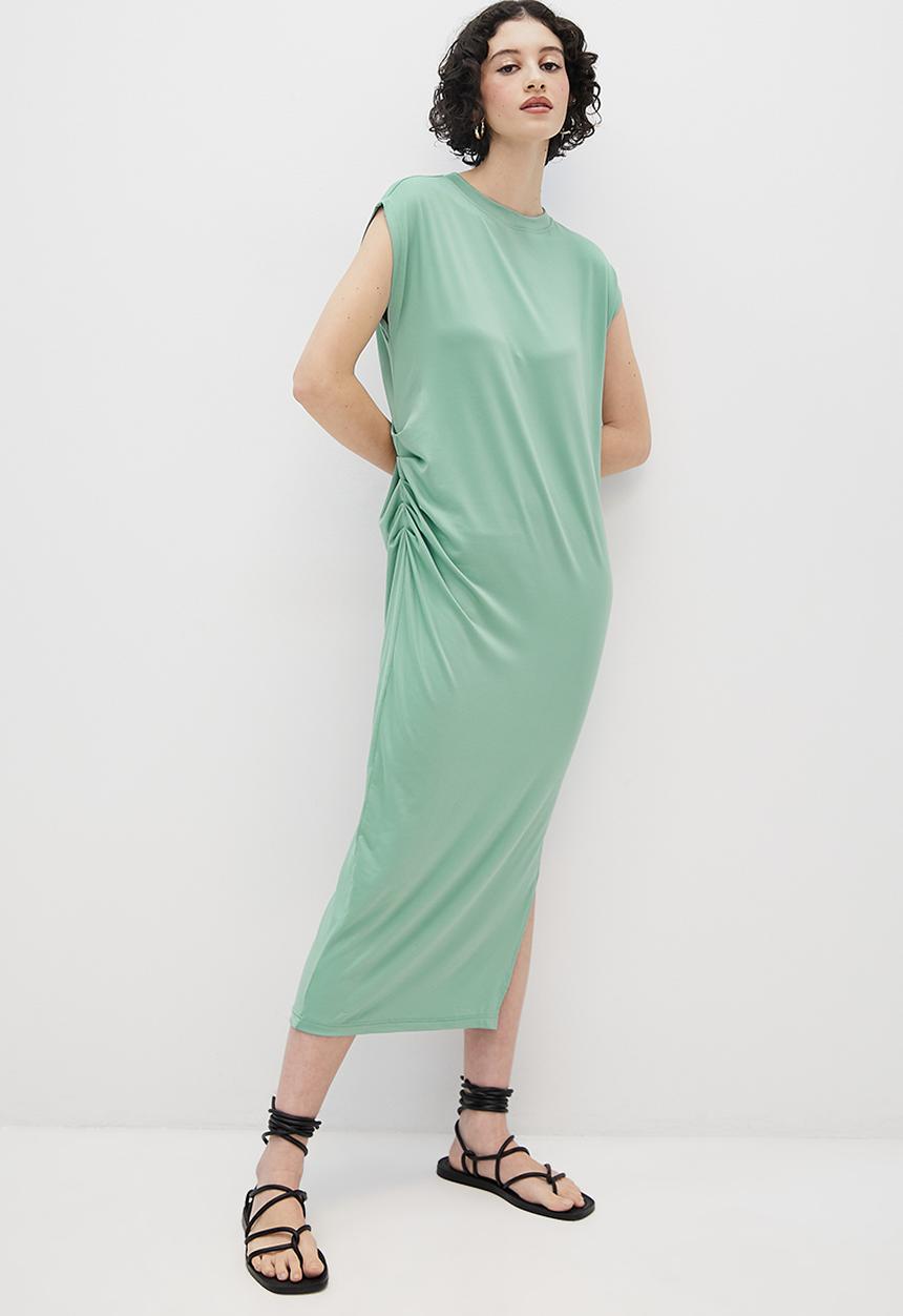 Superbalist - Side ruched column tee dress - seafoam
