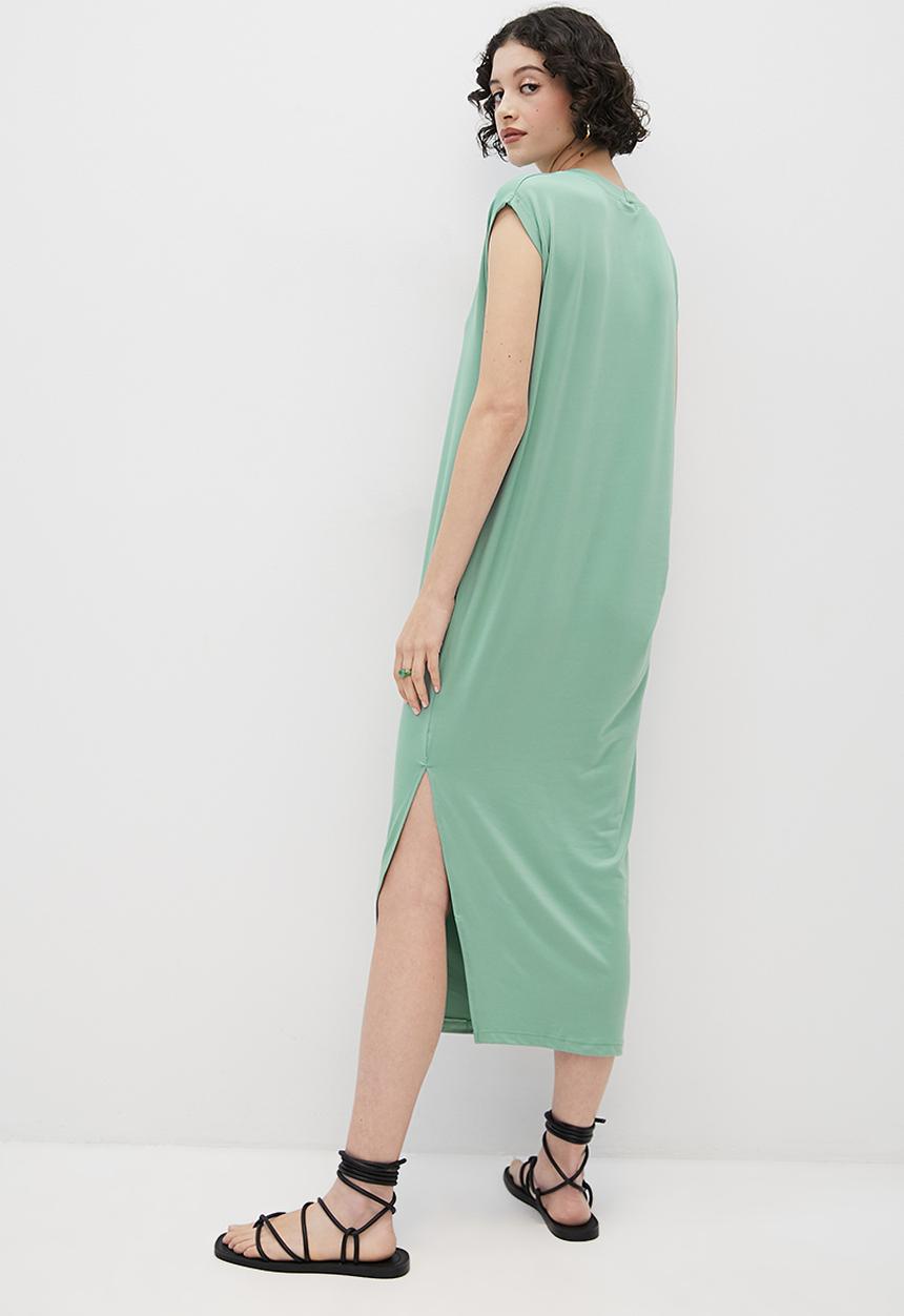 Superbalist - Side ruched column tee dress - seafoam