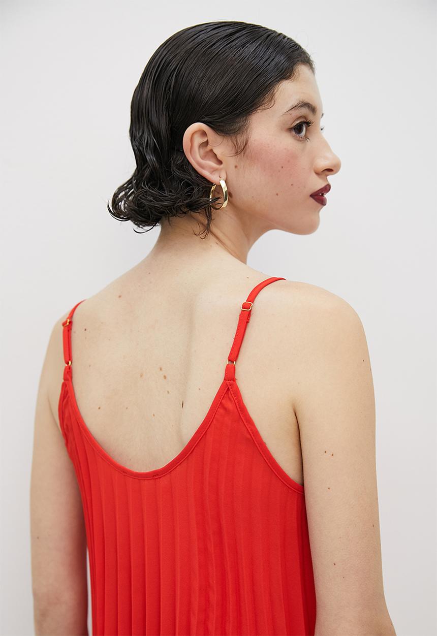 VELVET - Pleated cami blouse - red
