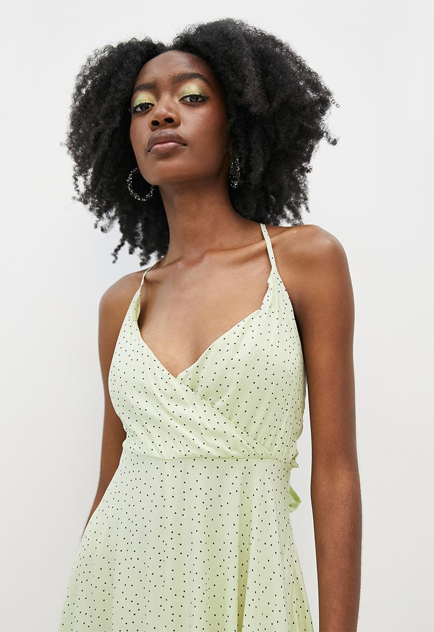 VELVET - Cross over tie back midi dress -  mint