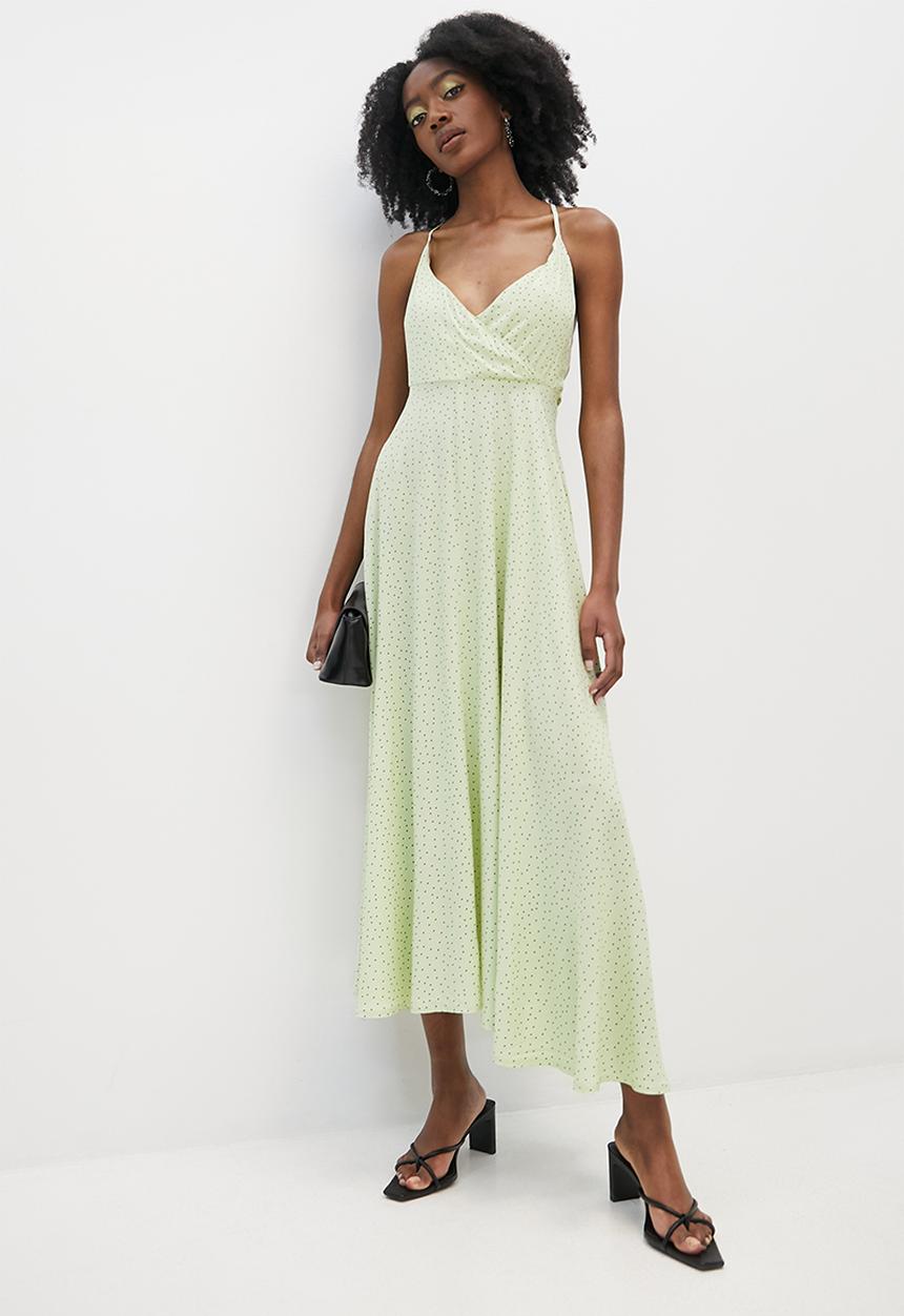 VELVET - Cross over tie back midi dress -  mint