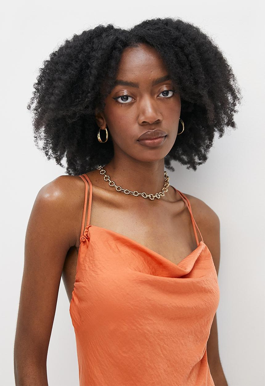 VELVET - Strappy cowl slip dress  - copper coin